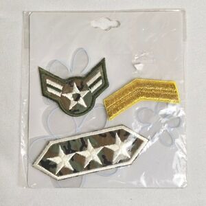 Set of 3 Embroidered United States Air Force Military Rank Insignia Patches